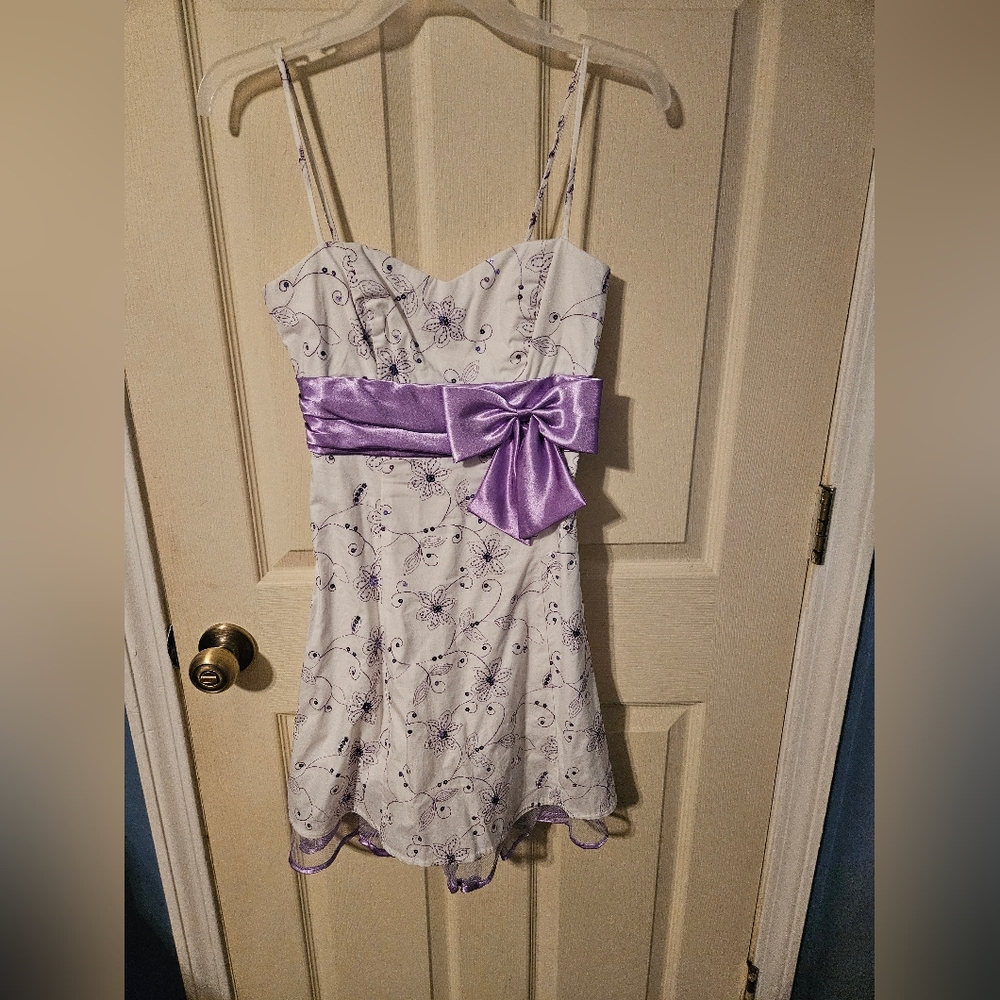 Elegant Purple and White Dress